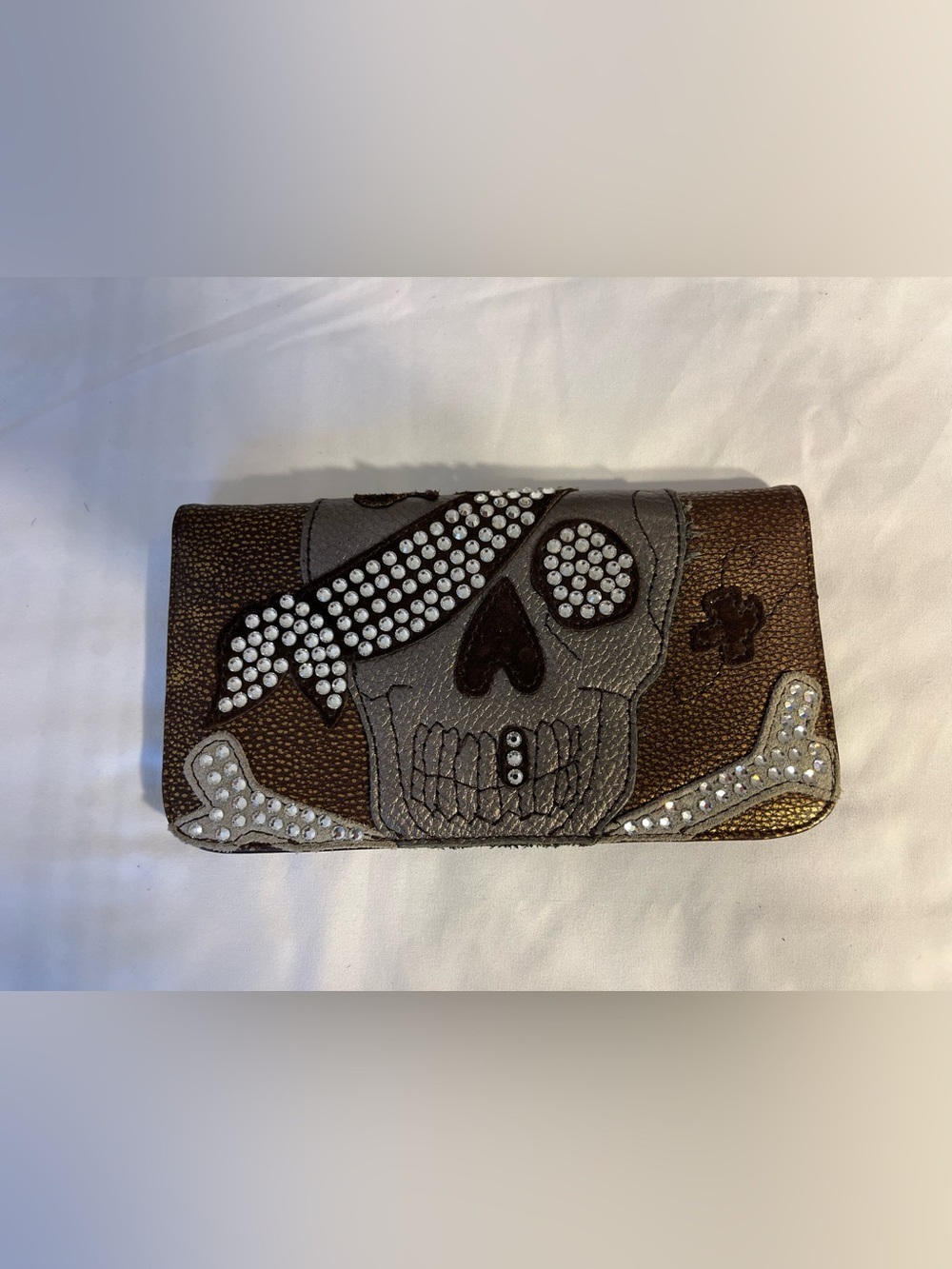 Charm & Luck Rhinestone Skull Wallet